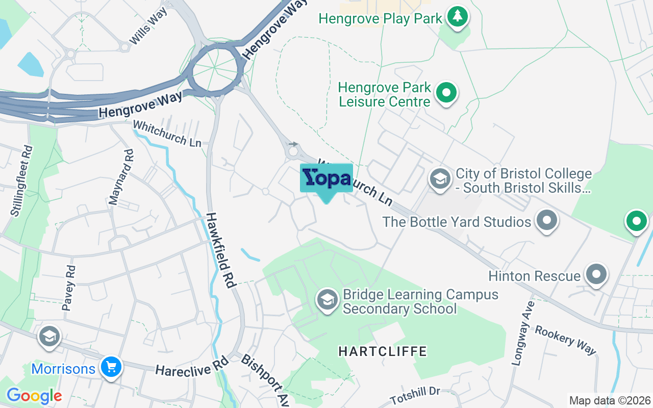 Map showing the location of BS14 0TL