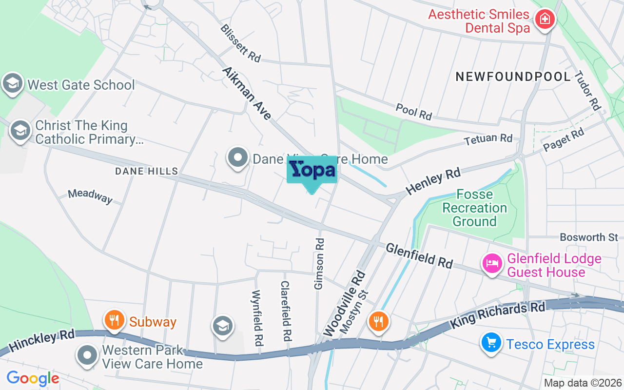 Map showing the location of LE3 6RF
