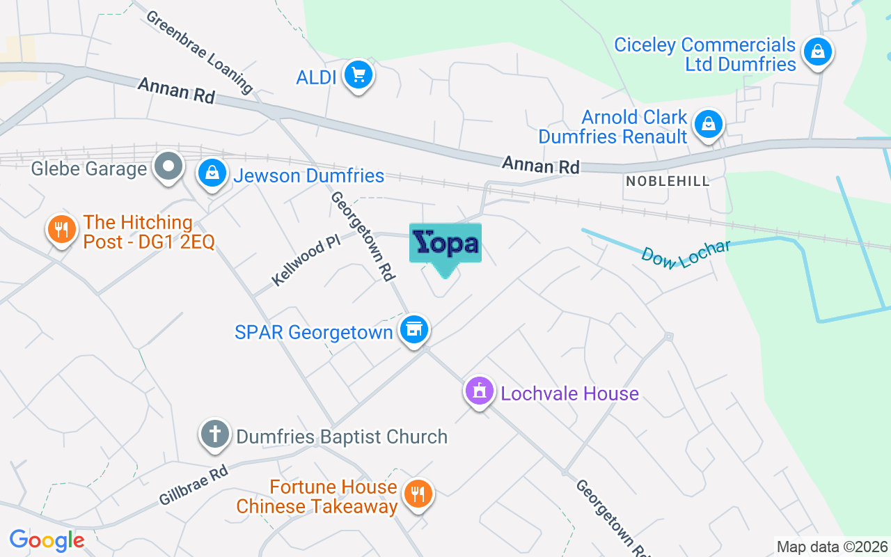 Map showing the location of DG1 4BX