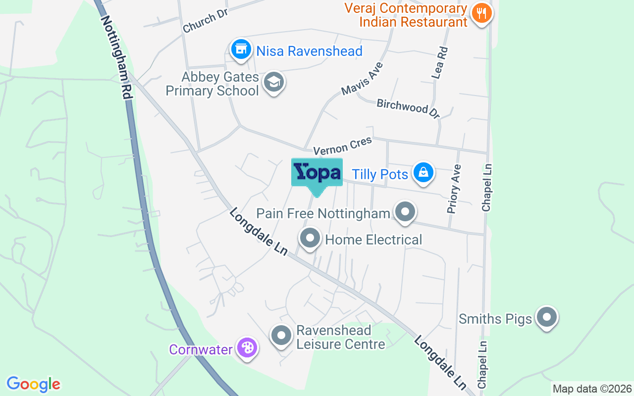 Map showing the location of NG15 9EA