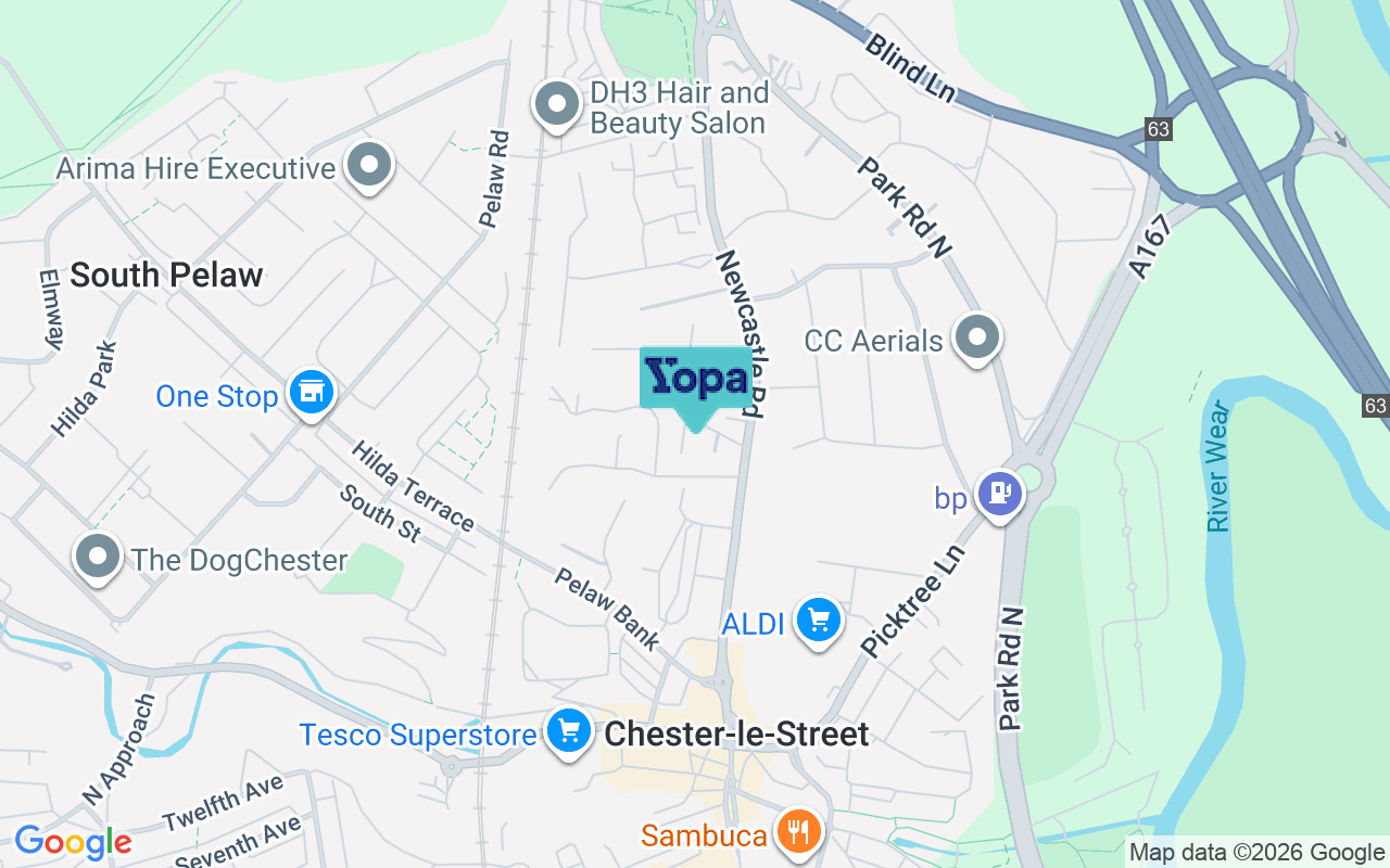Map showing the location of DH3 3UQ