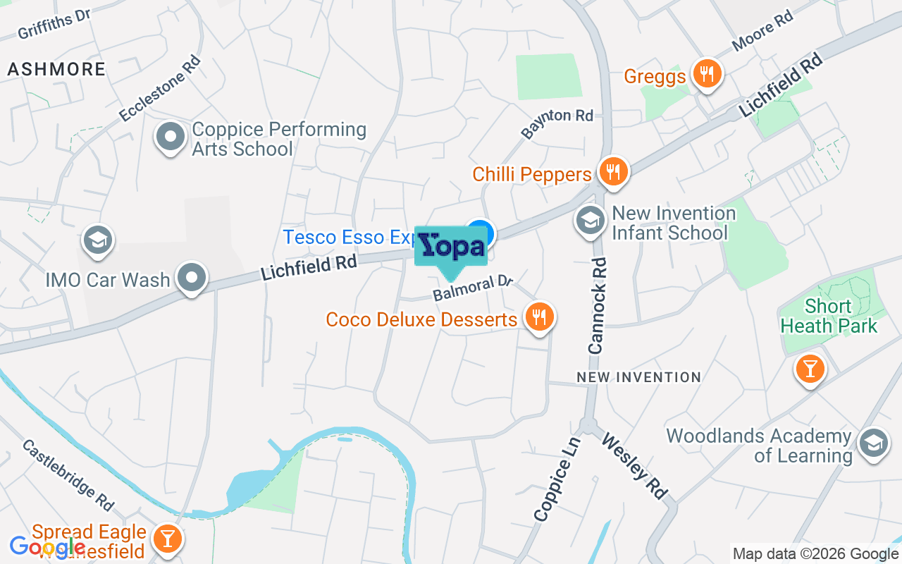 Map showing the location of WV12 5TT