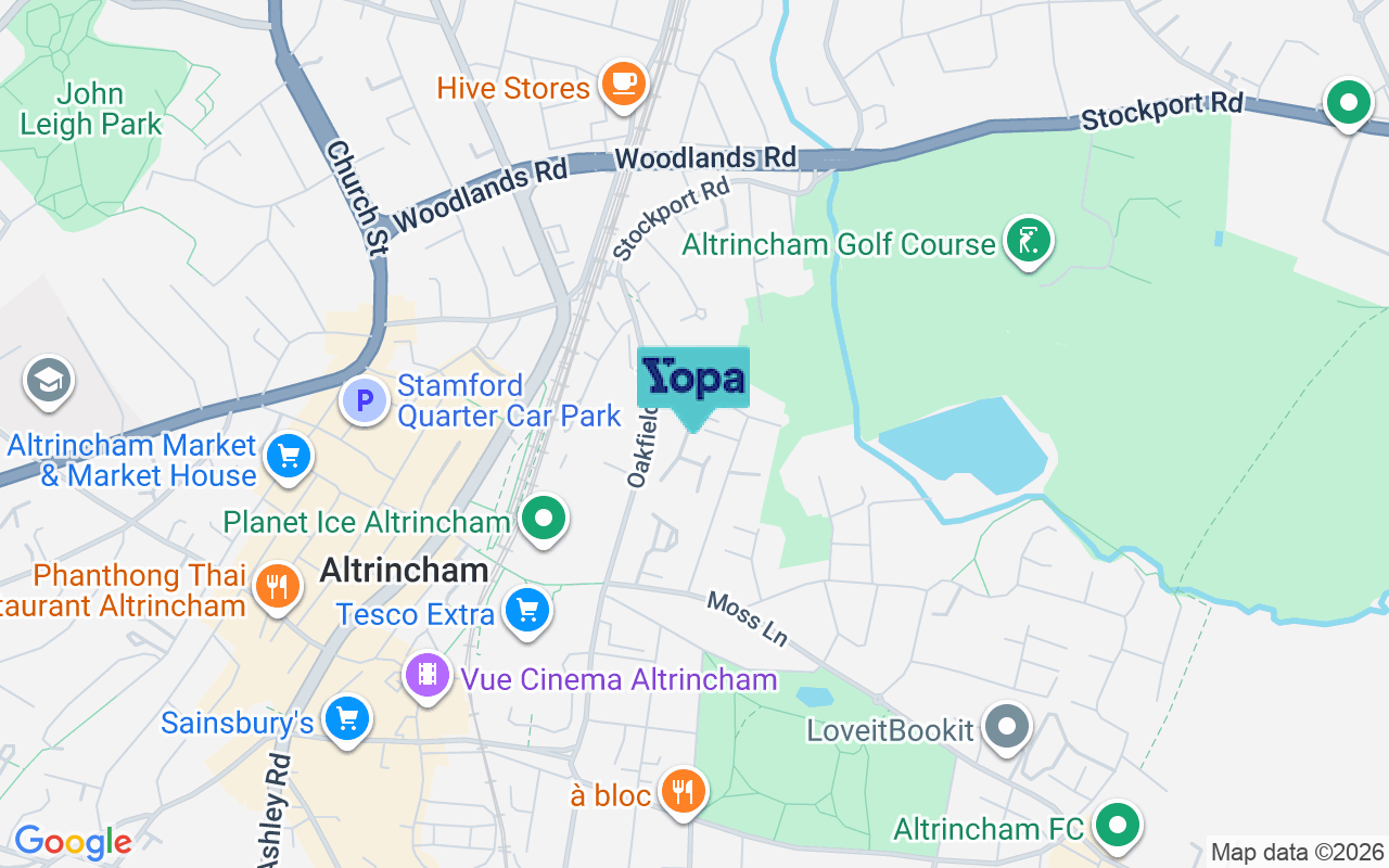 Map showing the location of WA15 8UH