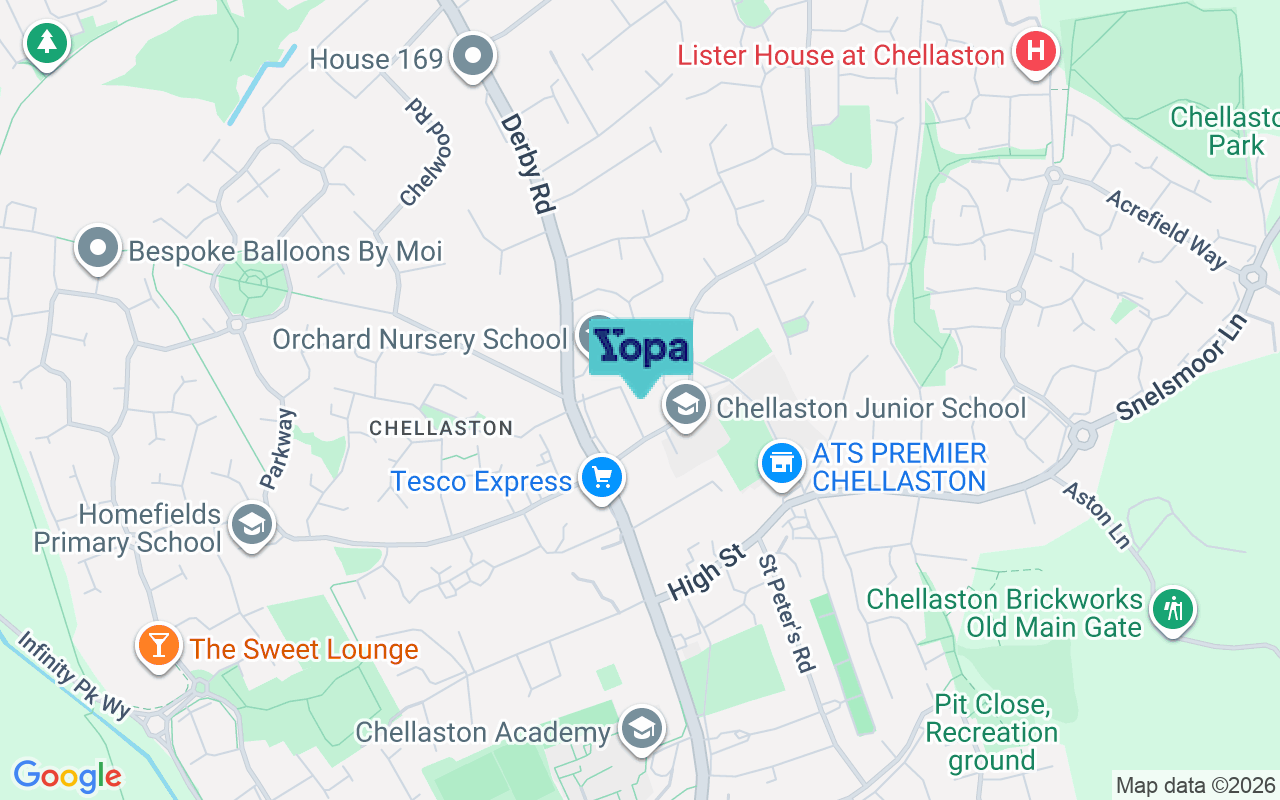Map showing the location of DE73 6RE