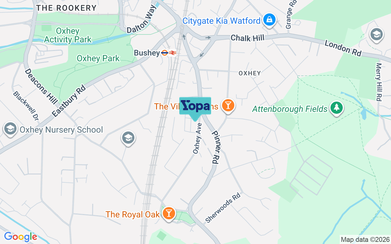 Map showing the location of WD19 4HG