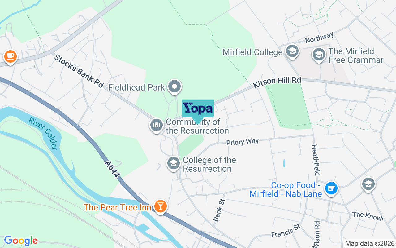 Map showing the location of WF14 9QX