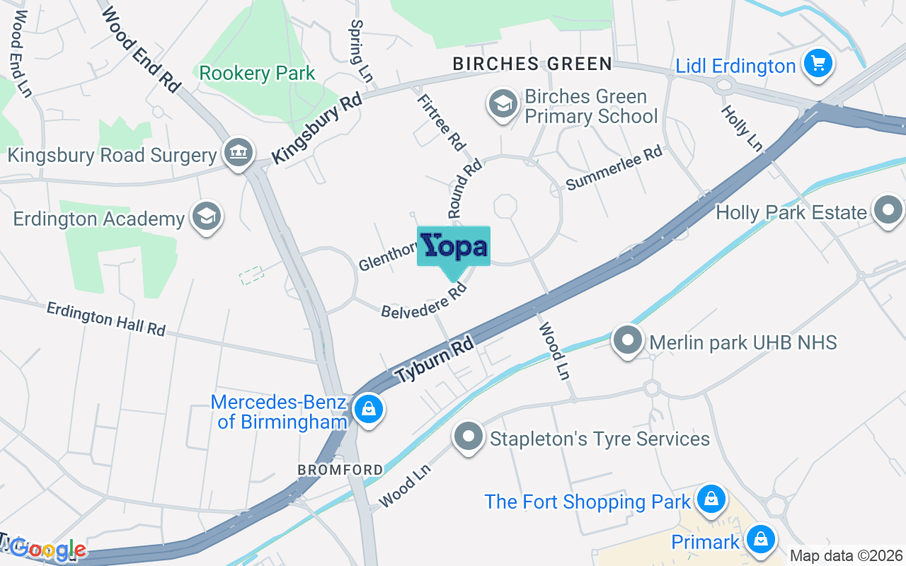 Map showing the location of B24 9RW