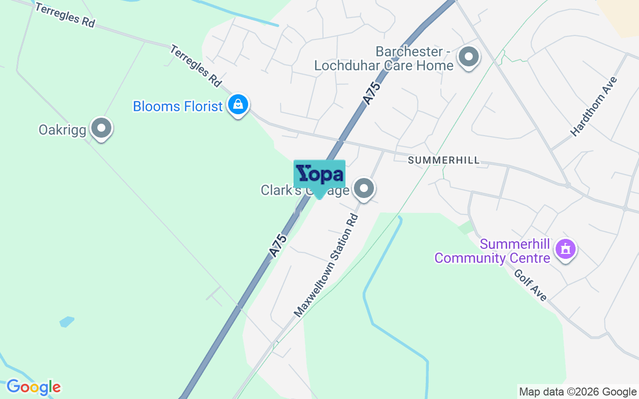 Map showing the location of DG2 9RL
