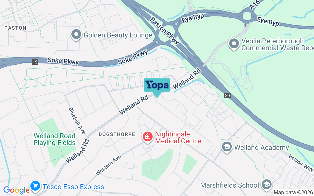 Map showing the location of PE1 3SZ