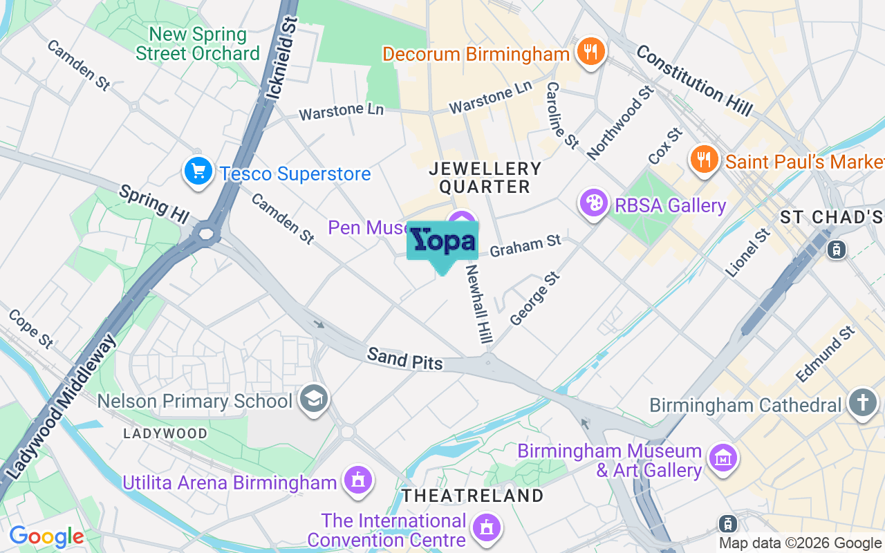 Map showing the location of B1 3LE