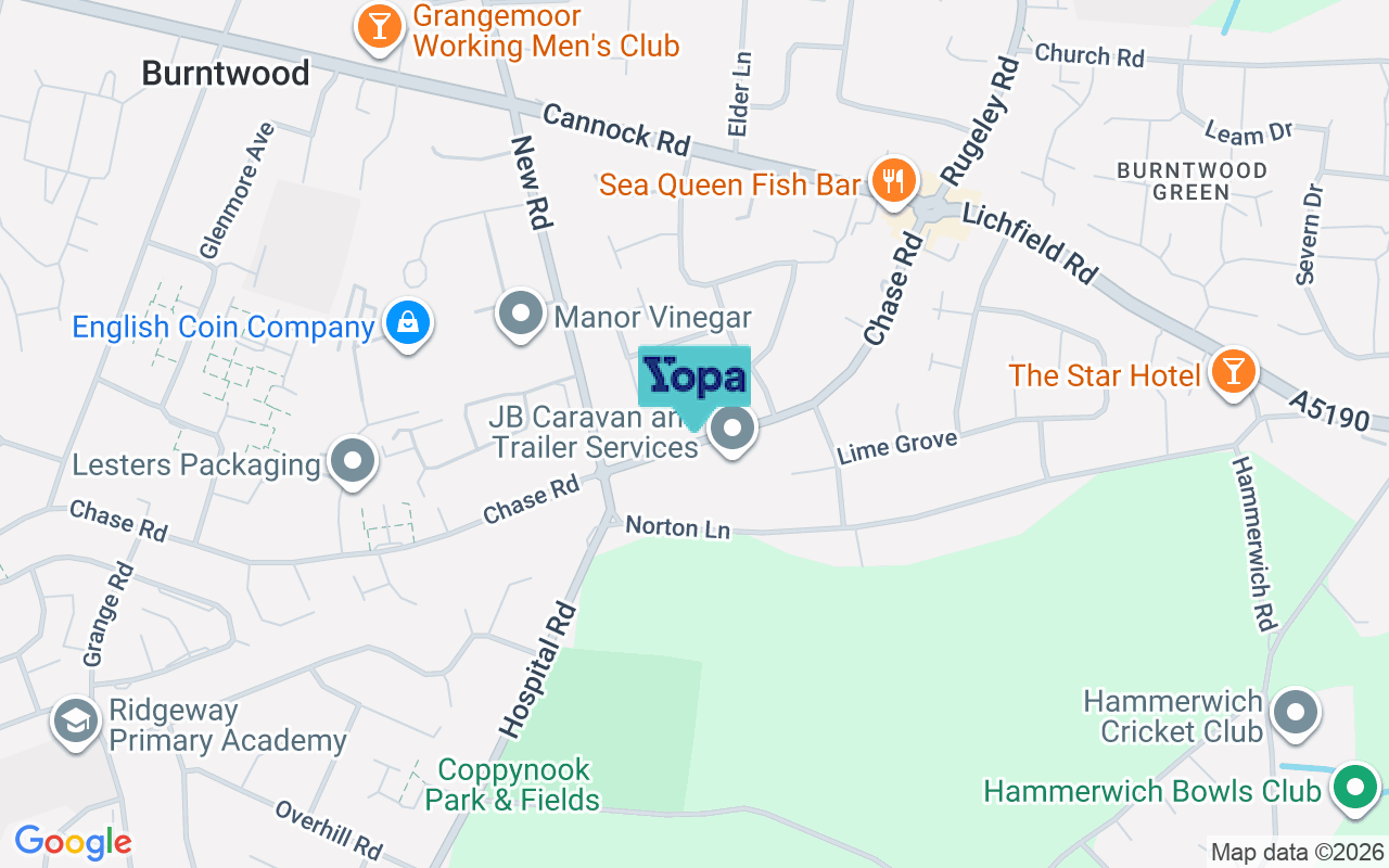 Map showing the location of WS7 0DT
