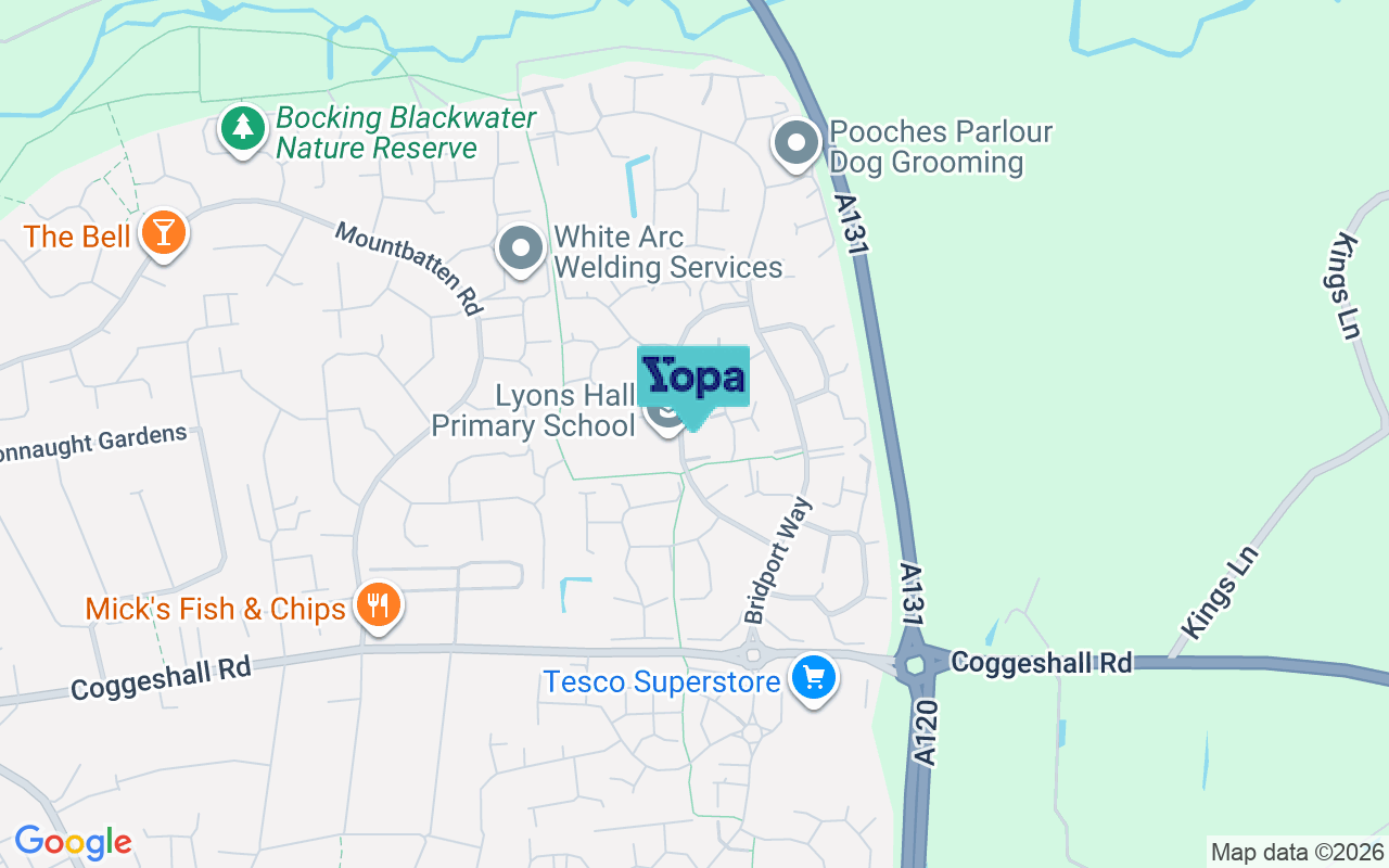 Map showing the location of CM7 9FH