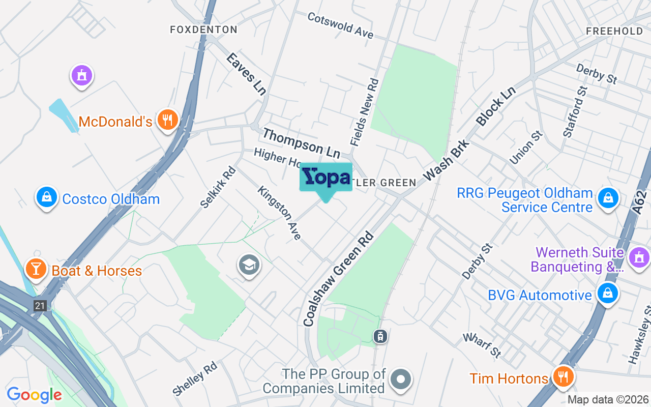 Map showing the location of OL9 8LN
