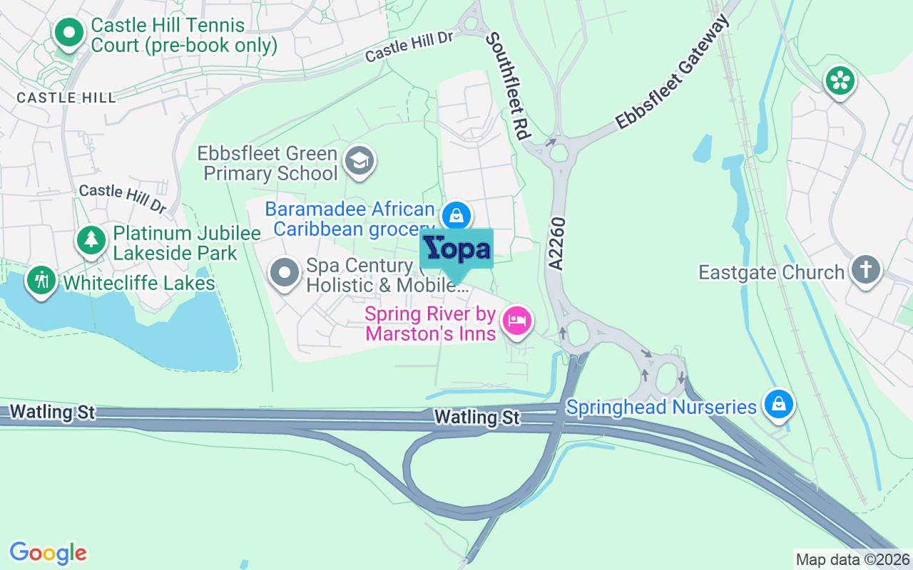 Map showing the location of DA10 1AY