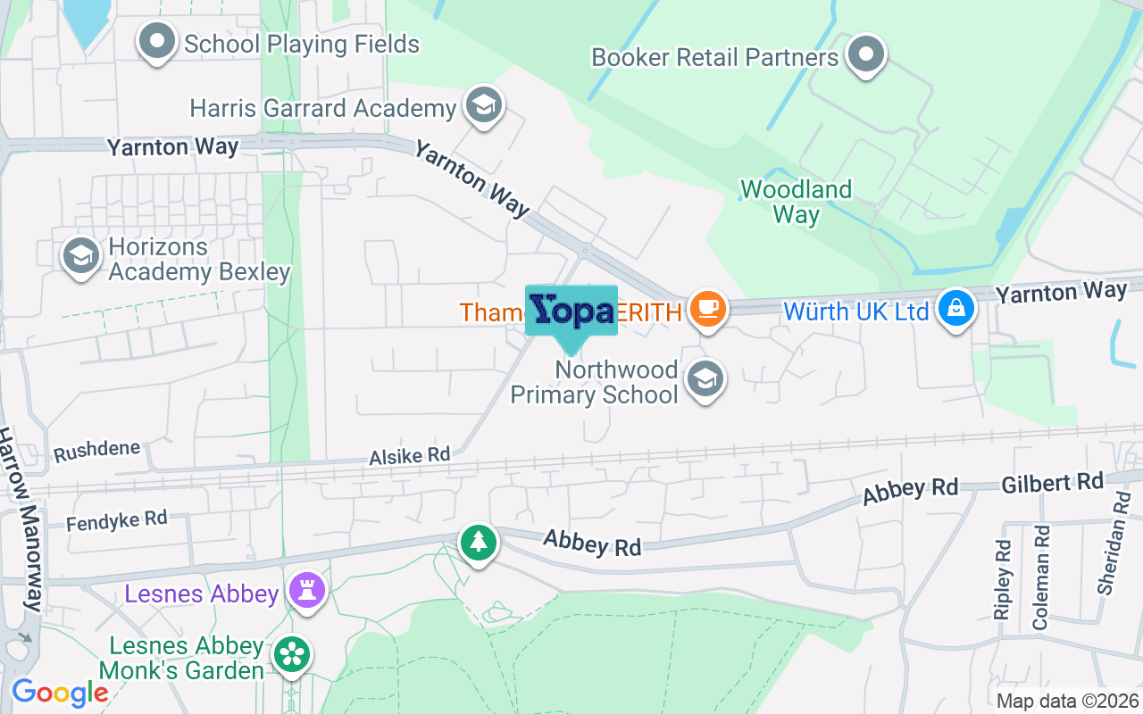Map showing the location of DA18 4HE