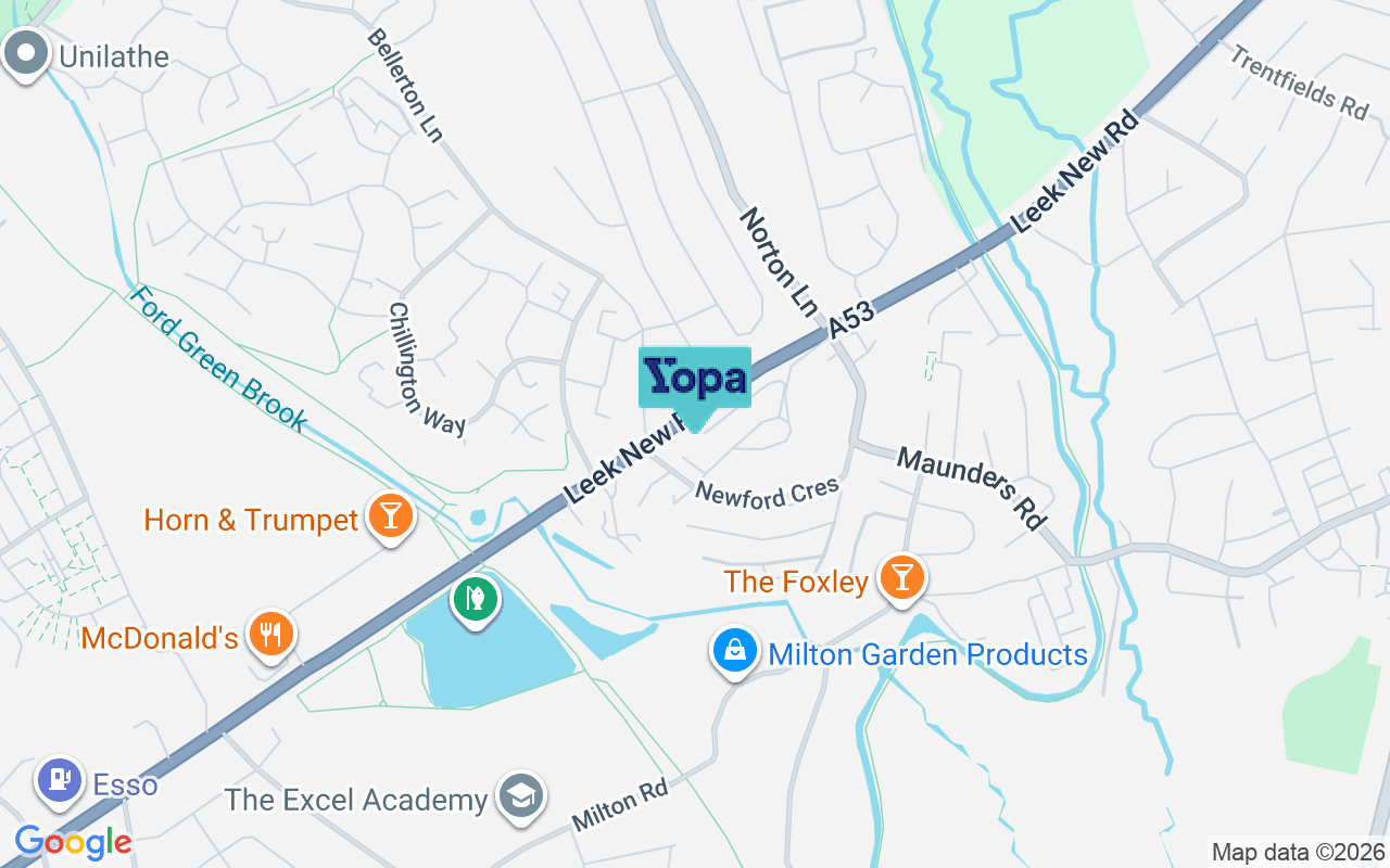Map showing the location of ST2 7EF