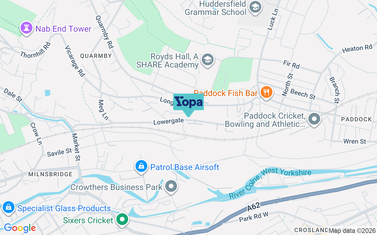 Map showing the location of HD3 4EP