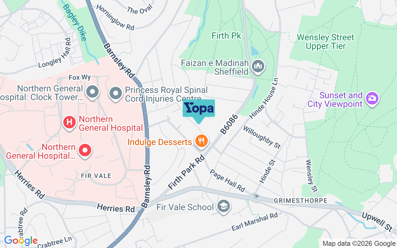 Map showing the location of S5 6UR