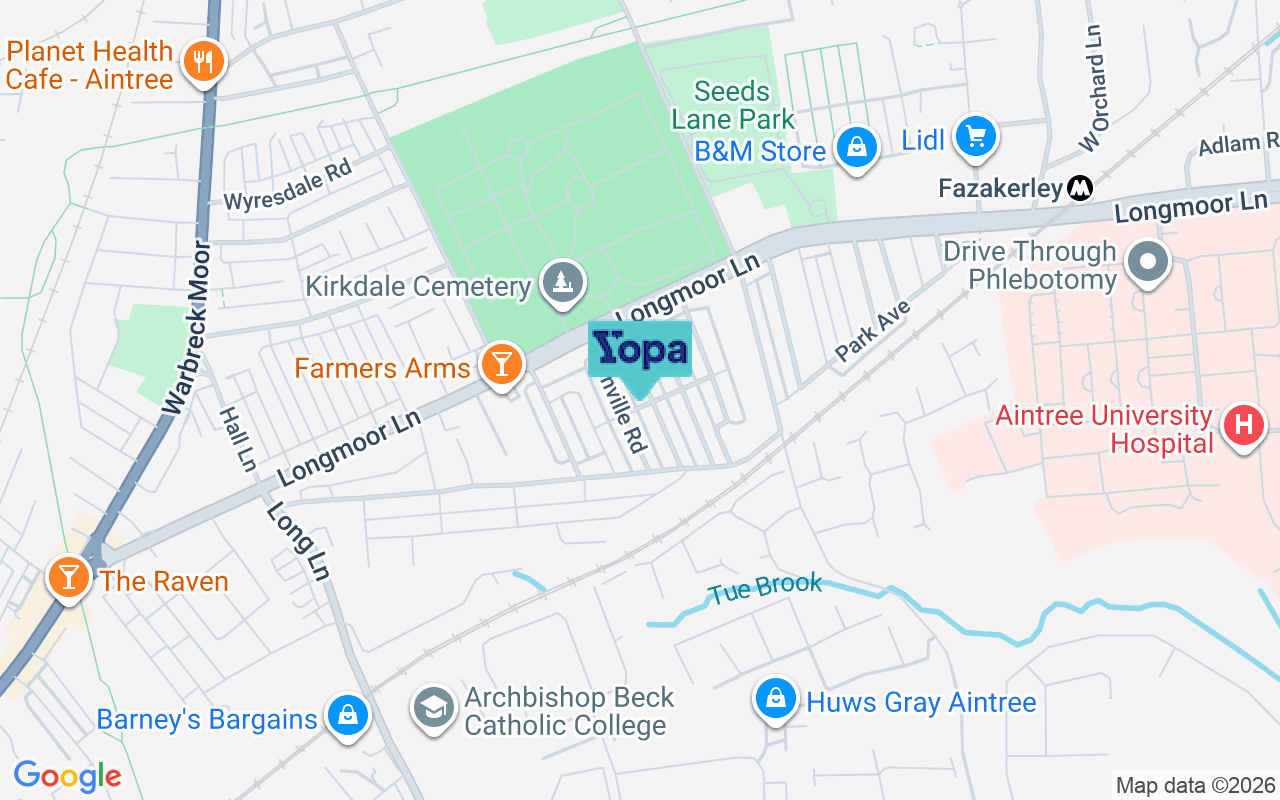 Map showing the location of L9 9BW