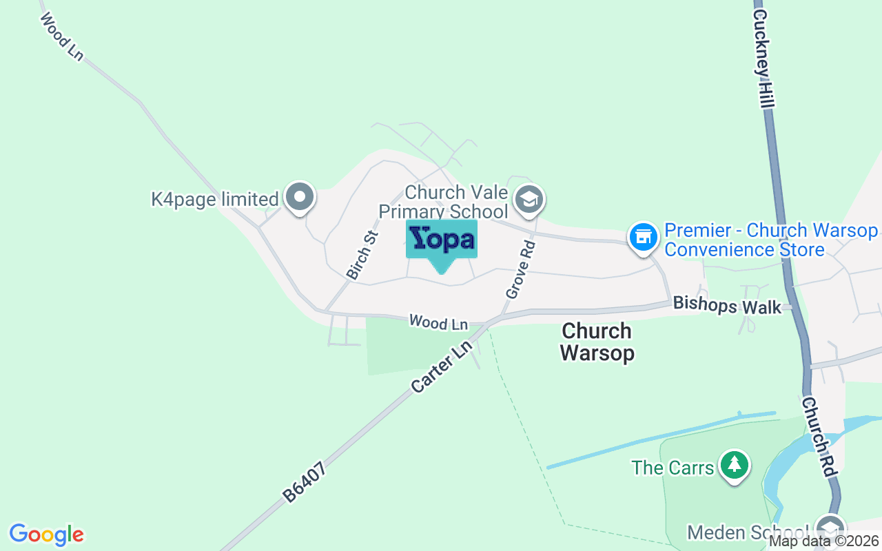 Map showing the location of NG20 0TN
