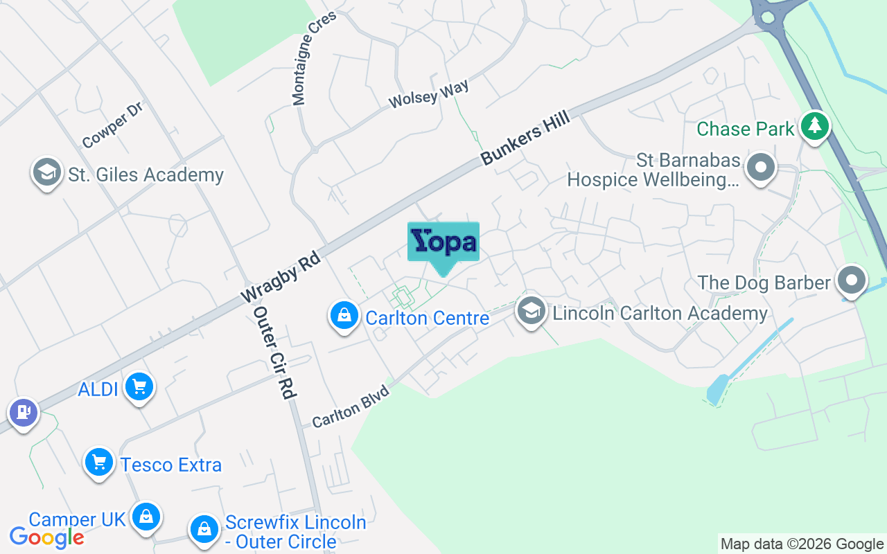 Map showing the location of LN2 4WN