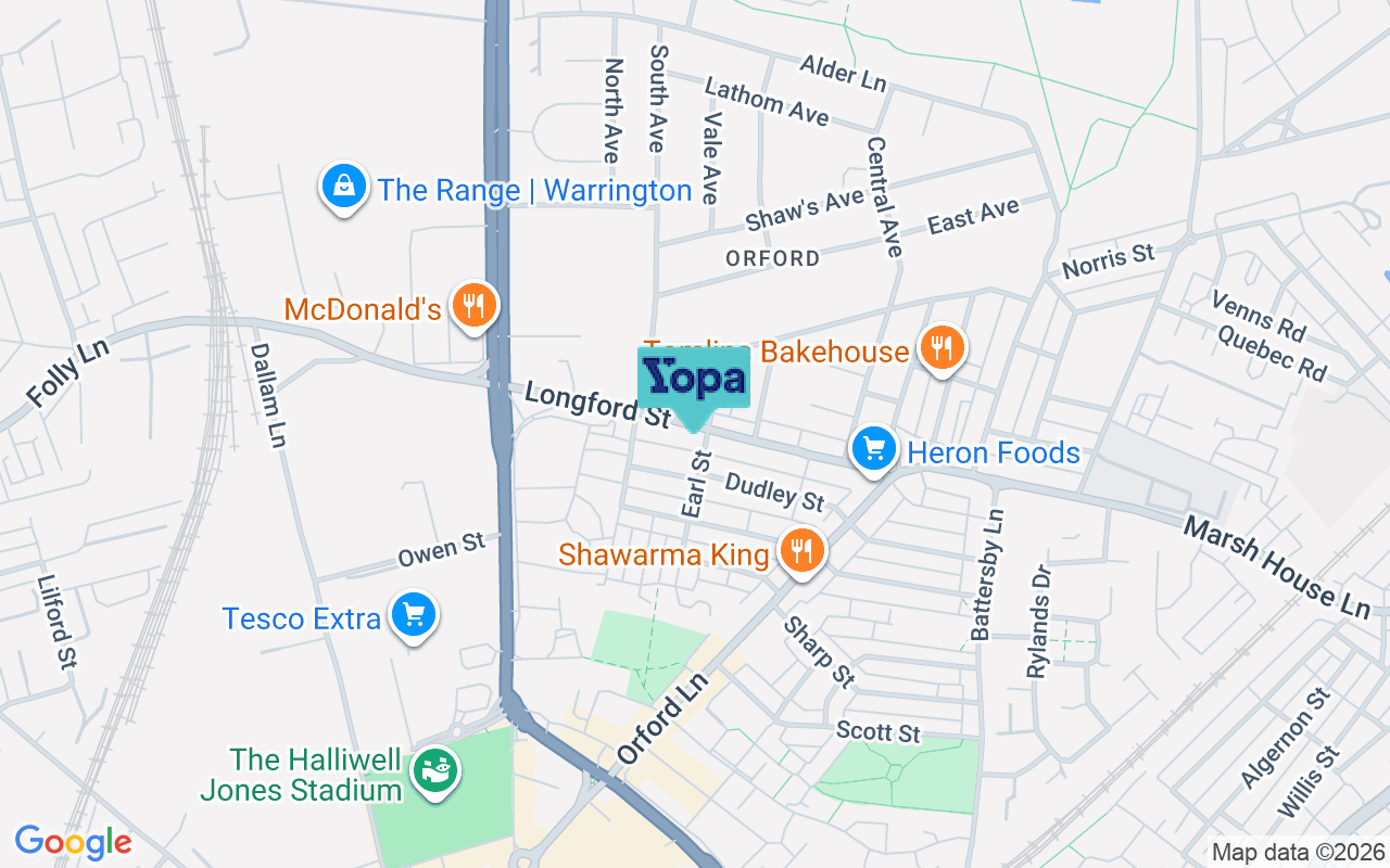 Map showing the location of WA2 7PJ
