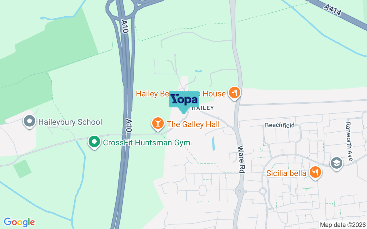 Map showing the location of SG13 7NY