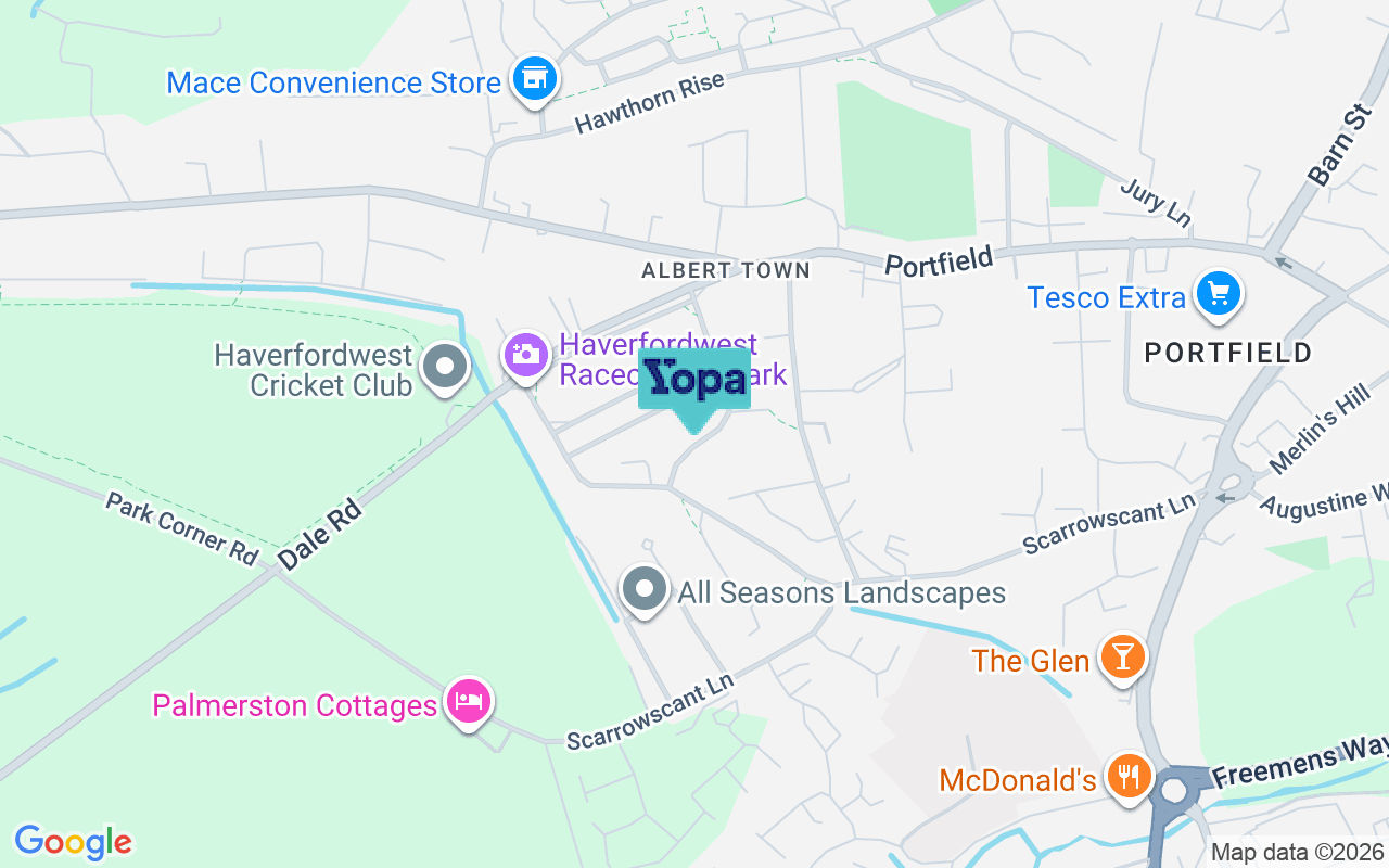 Map showing the location of SA61 1HJ