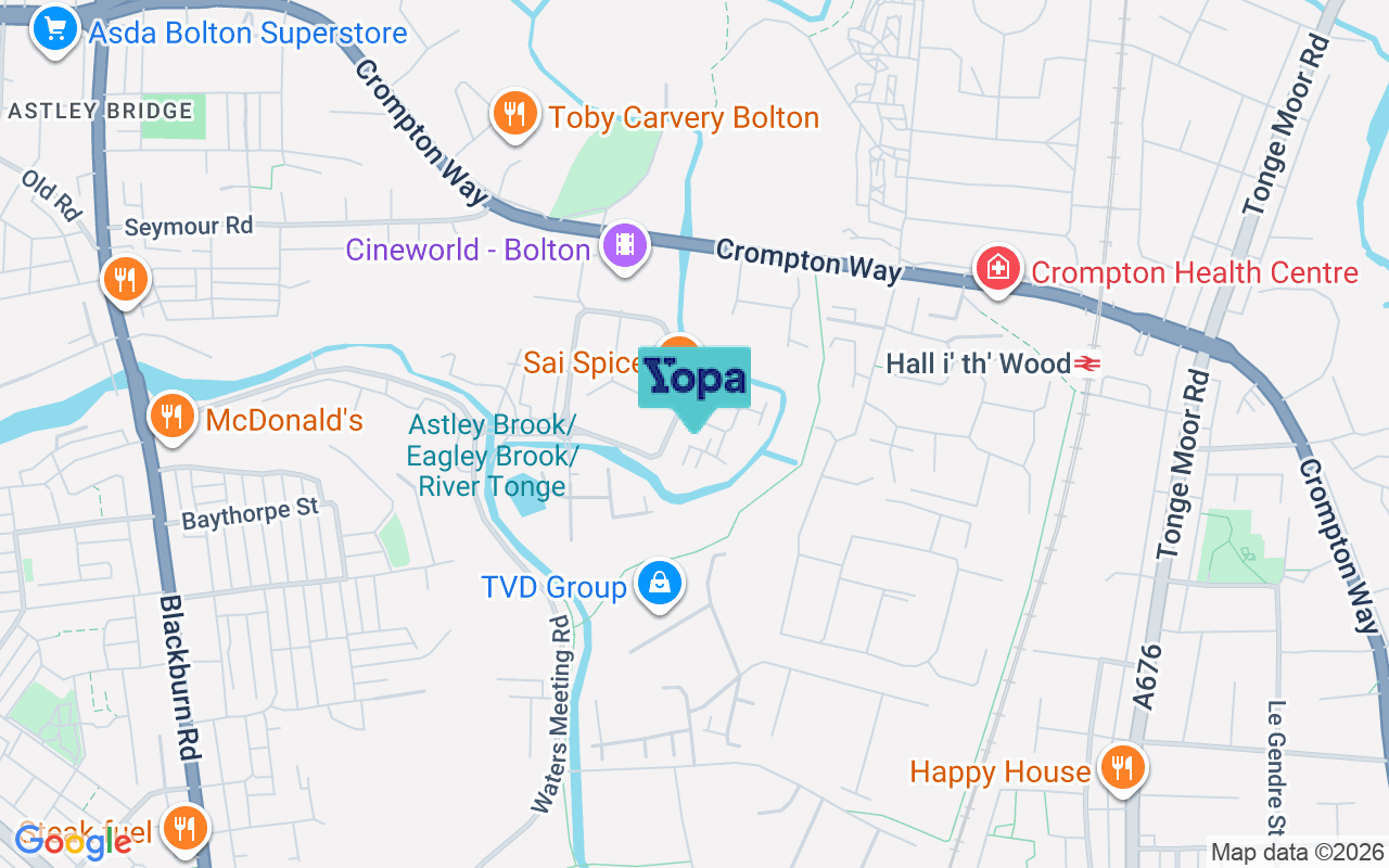 Map showing the location of BL1 8SP