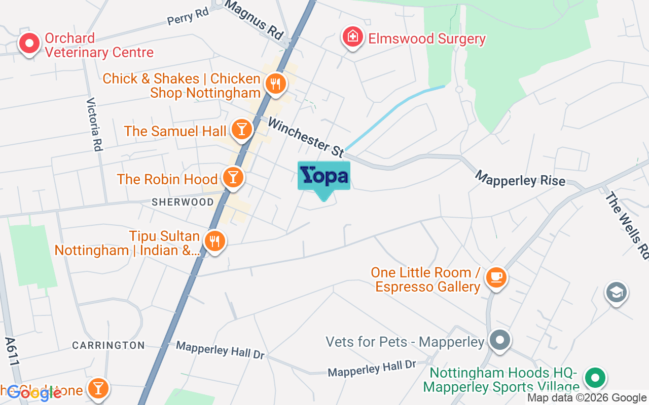 Map showing the location of NG5 4DF