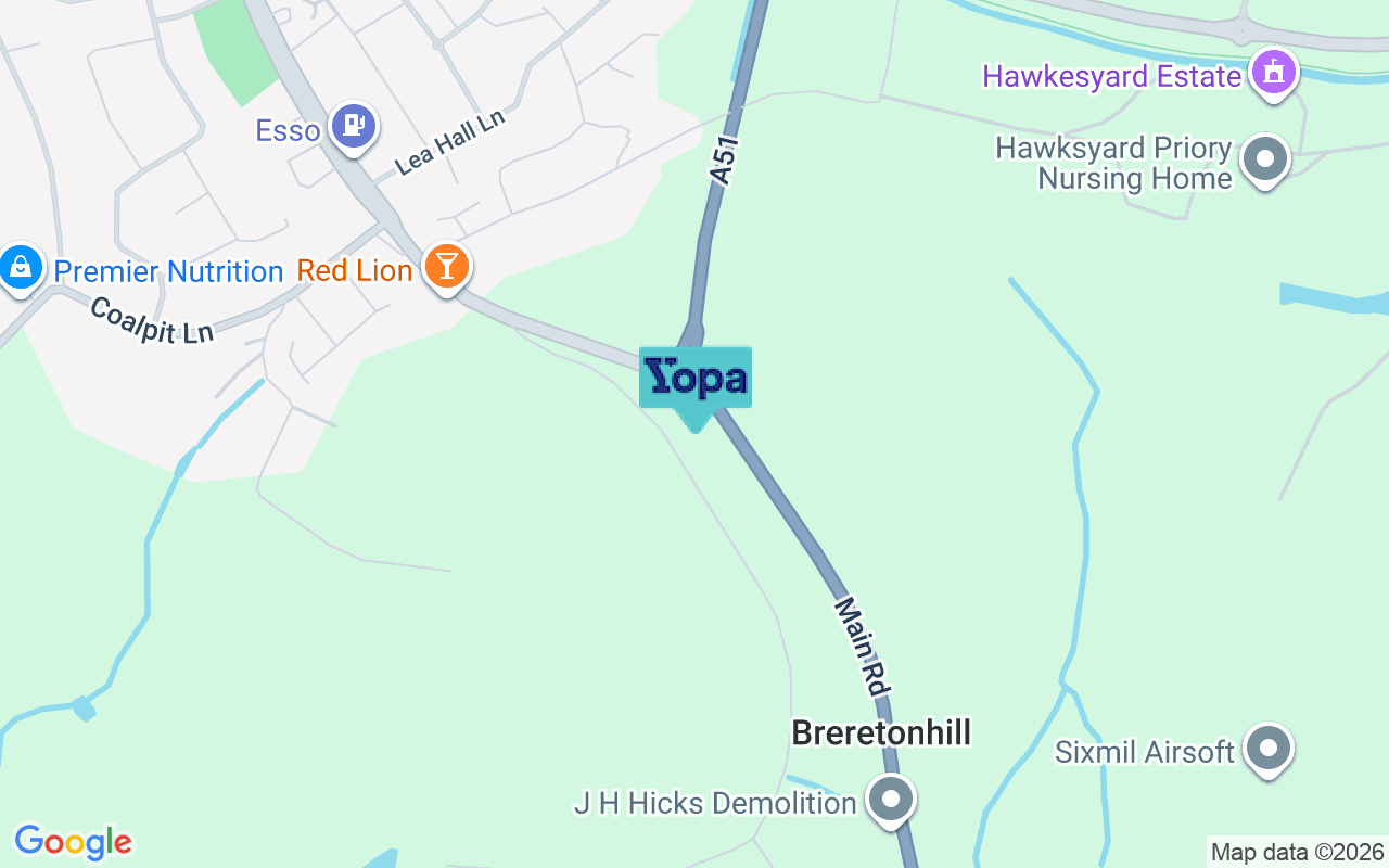 Map showing the location of WS15 4LA