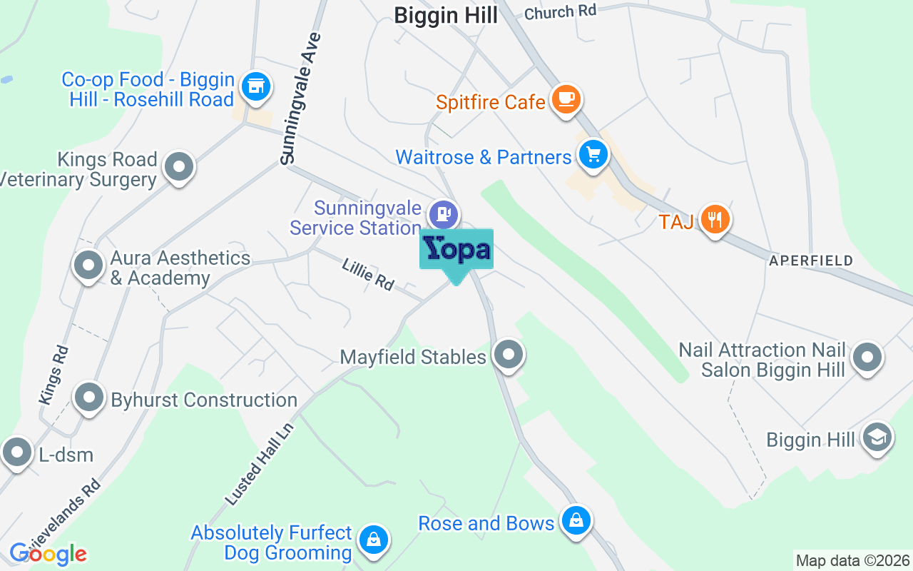 Map showing the location of TN16 2NL