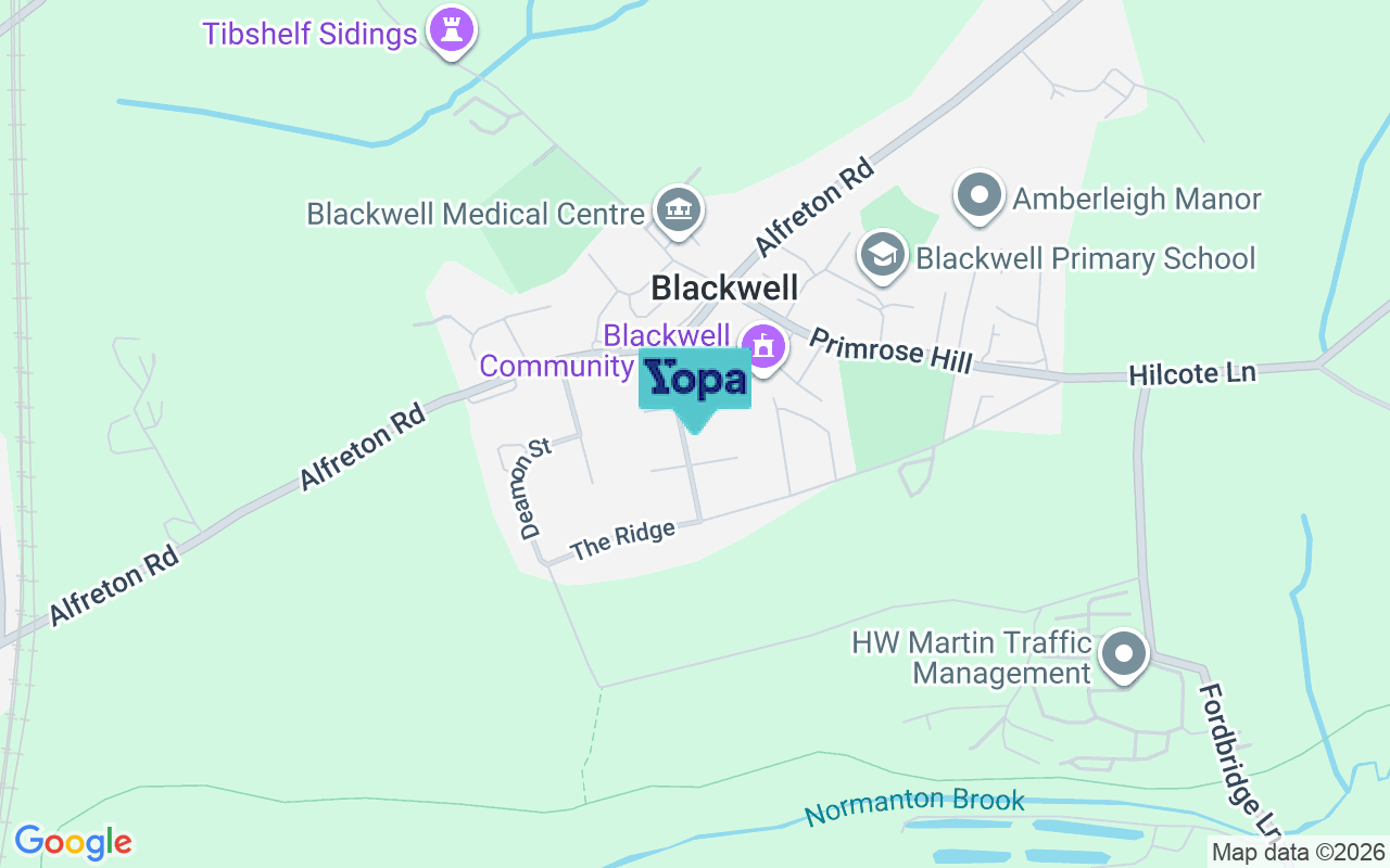 Map showing the location of DE55 5JS