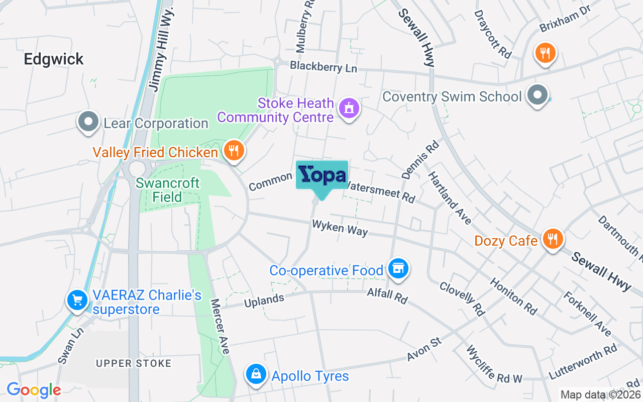 Map showing the location of CV2 3HD