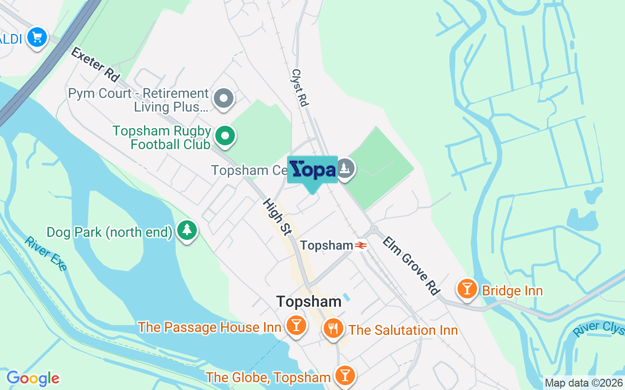 Map showing the location of EX3 0NA