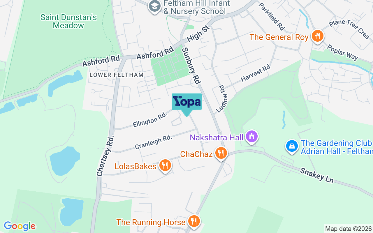 Map showing the location of TW13 4QE