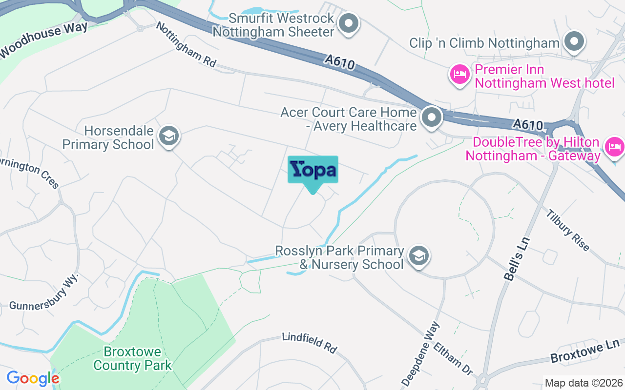 Map showing the location of NG16 1AT