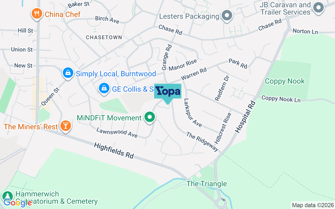 Map showing the location of WS7 4TD