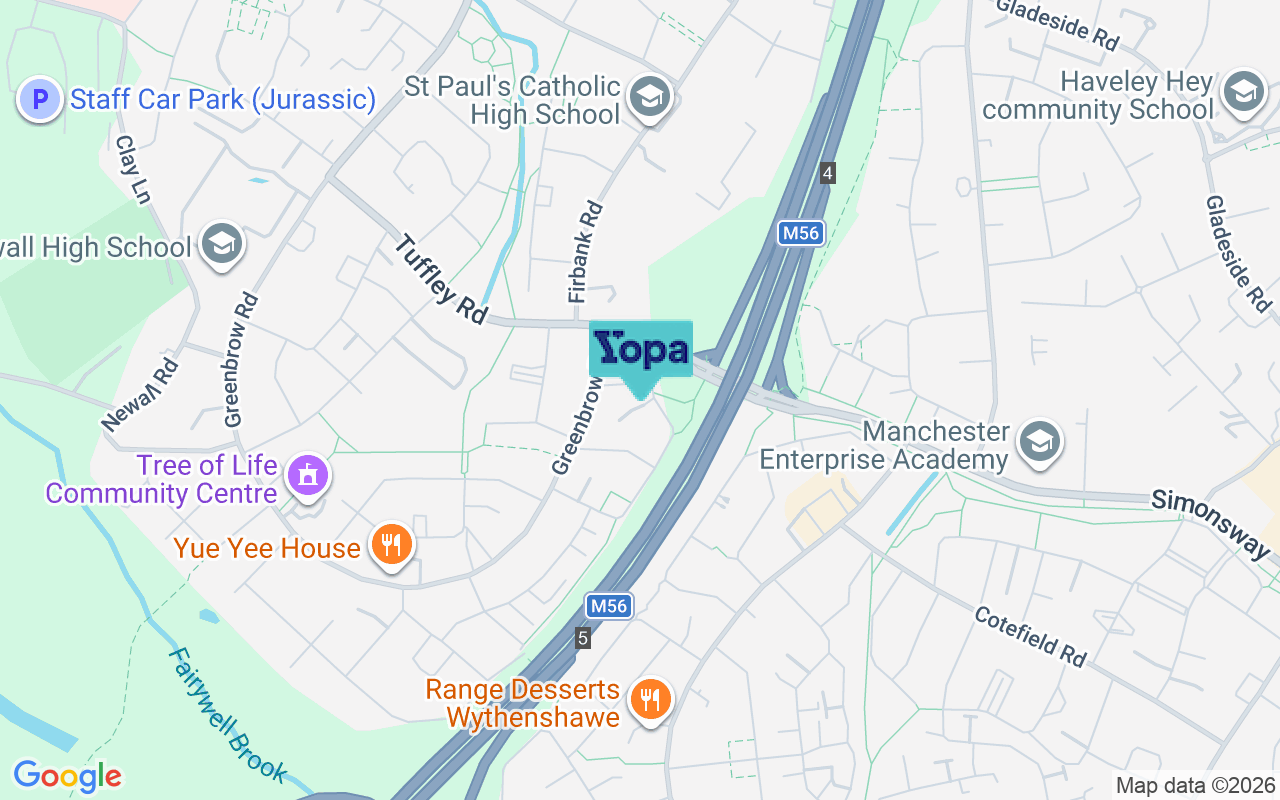 Map showing the location of M23 2XG