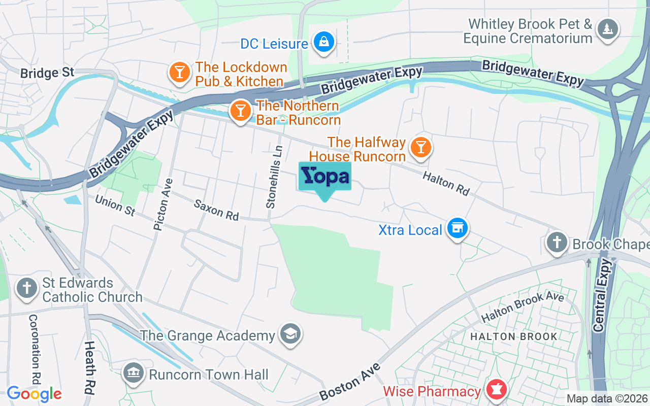 Map showing the location of WA7 5GZ