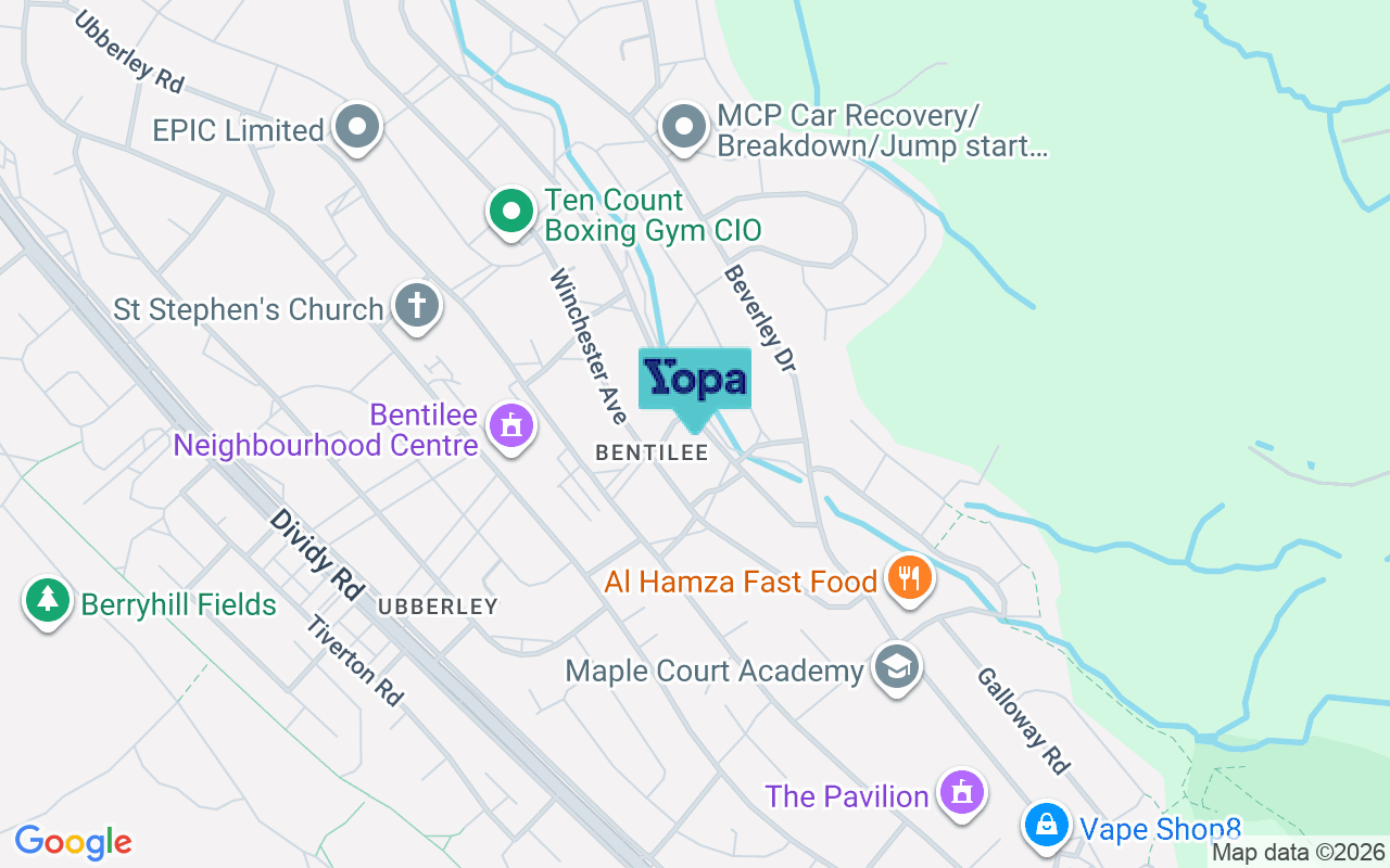 Map showing the location of ST2 0LE