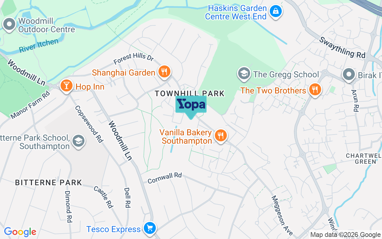 Map showing the location of SO18 2HE