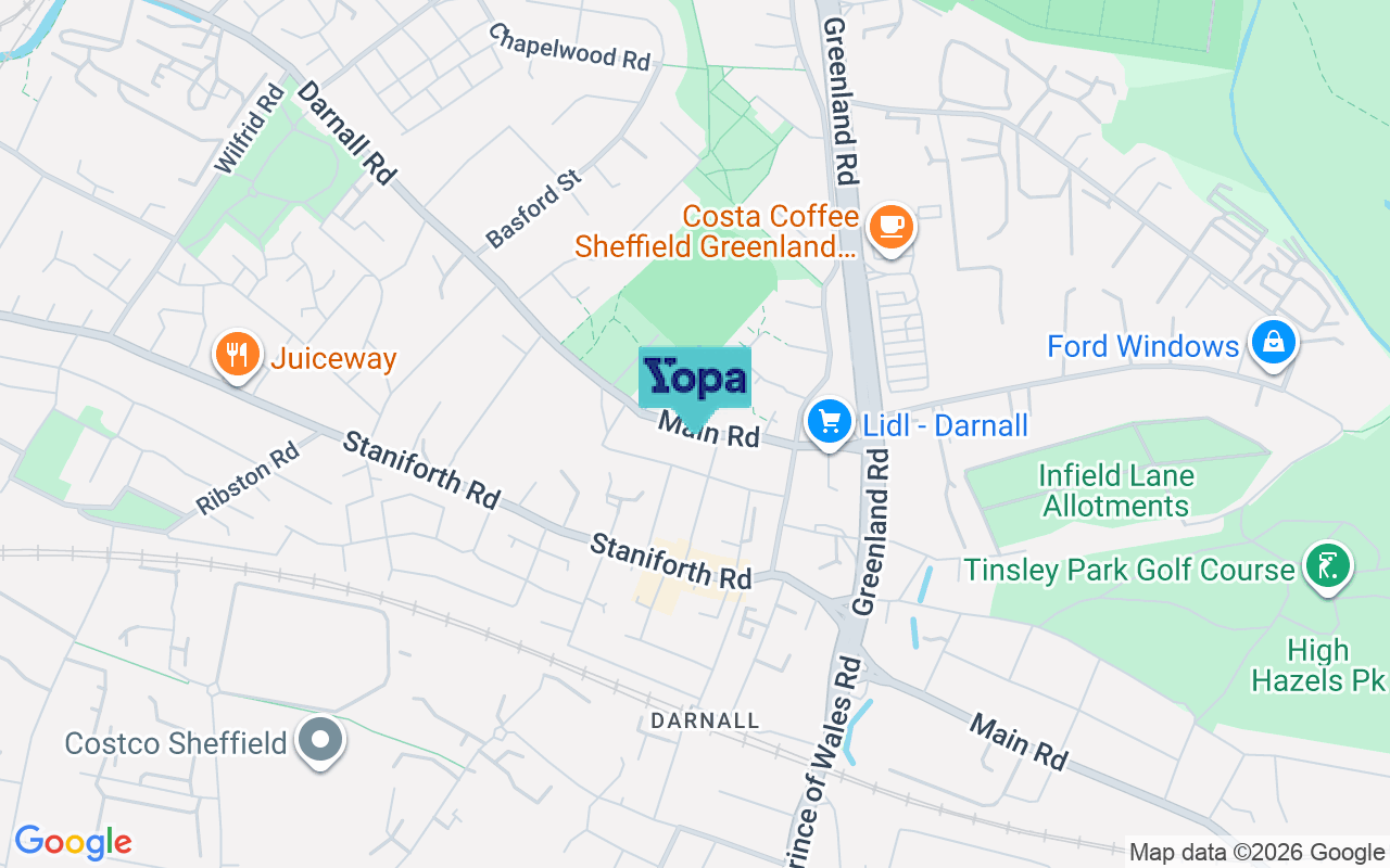Map showing the location of S9 5HN