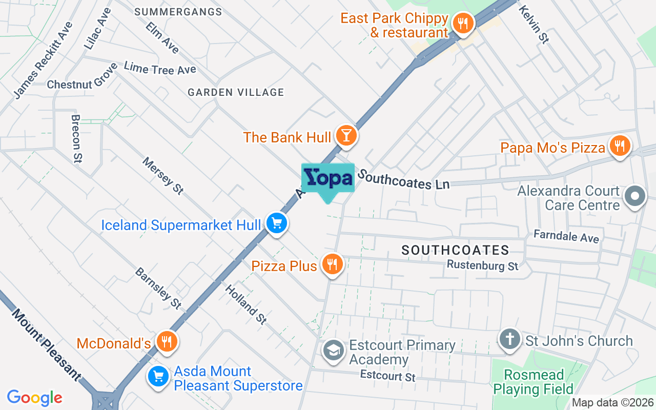 Map showing the location of HU9 2LX