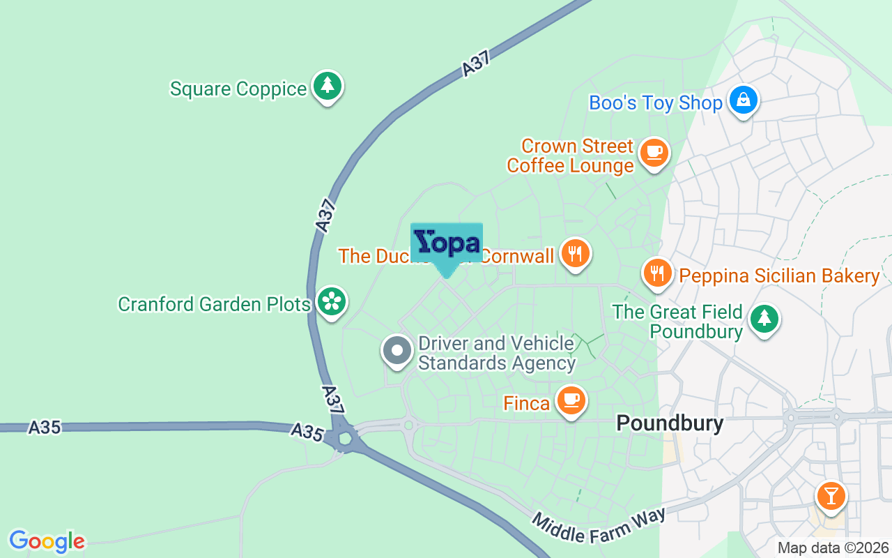 Map showing the location of DT1 3SQ
