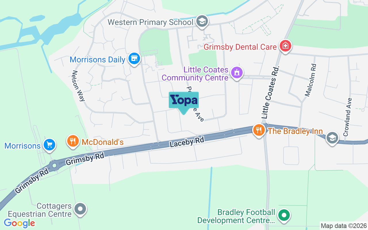 Map showing the location of DN34 5QP