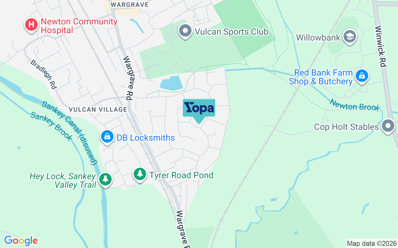 Map showing the location of WA12 8AF