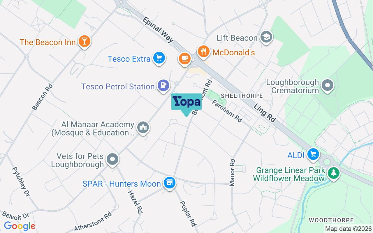 Map showing the location of LE11 2JA