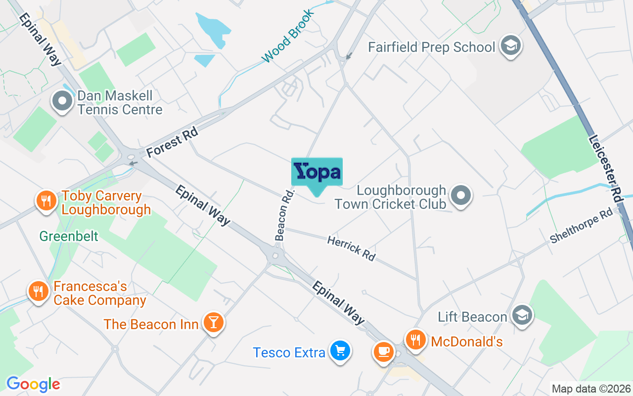 Map showing the location of LE11 2DA