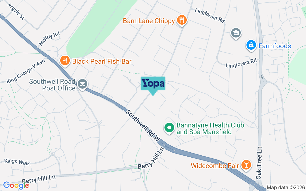 Map showing the location of NG18 3LB
